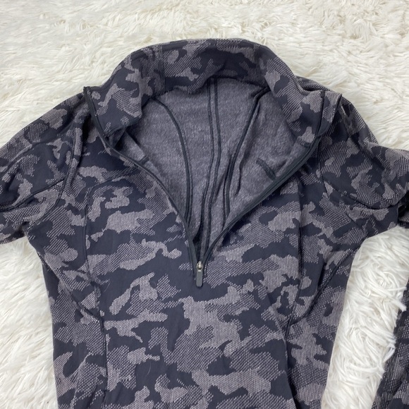 Lululemon Run Briskly 1/2 Zip Heritage Camo Jacquard Black Lunar Rock - Picture 5 of 11
